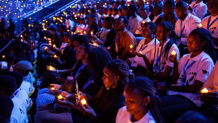 Image of candle-lit gathering